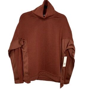 NWT Tahari Sport Maroon Funnel Ribbed Knit Neck Pullover Sweater Size Medium